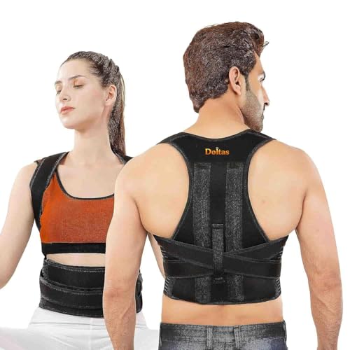 Image of DOLTAS Posture Corrector for Men & Women - Adjustable Back Brace with Lumbar Support, Shoulder Support & Waist Belt for Pain Relief & Better Posture