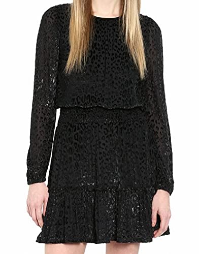 Michael Michael Kors Women's Smocked Animal-Print Dress (S, Black/Gunmetal) #TOP2