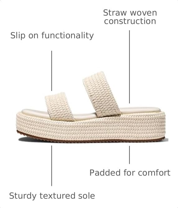 Image of Erocalli Platform Sandals Women Cute Wedge Espadrilles Slip on Summer Beach Raffia Vacation Sandal Comfortable Open Toe Dressy Shoes