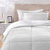 AmazonBasics Ultra-Soft Micromink Sherpa Comforter Bed Set - Twin, Grey