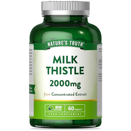 Milk Thistle High Strength Tablets 2000mg | 40:1 Seed Extract Supplement | 2 Months Supply | Silybum Marianum | 60 Vegan Tablets | Nature's Truth