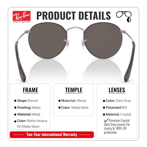 Image of Ray-Ban RB3447 ROUND METAL Round Shaped Sunglasses for Men with Official RAYBAN Eyewear Kit