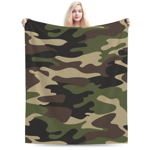 Klassische Camouflage-Decke, weich, bequem, Flanell, Überwurf, Decke, leicht, warm, Bettüberwurf, Plüsch für Couch, Sofa, Camping, Büro, Reisen, Zuhause, Schlafzimmer, Dekoration, Mädchen, Jungen,