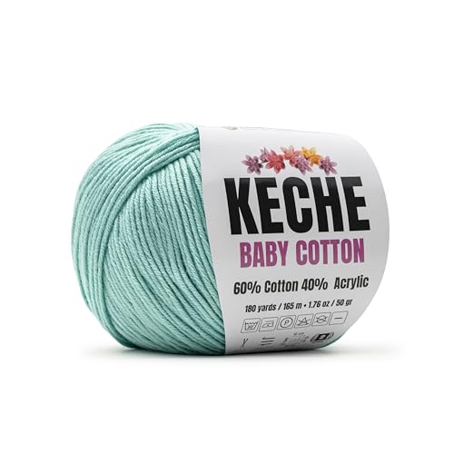 Image of Keche Baby Cotton, 60% Cotton 40% Acrylic Yarn, Soft Cotton Yarn for Crochet and Knitting, Amigurumi Yarn 1 Skein /Ball 1.76 Oz (50g) / 180 Yrds (165m) - Baby Blue