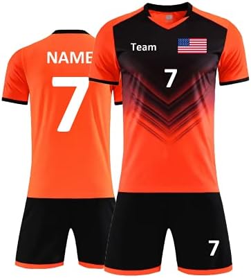 Laifu Custom Soccer Shorts Jerseys for Men Women - Personalized Football Team Training Uniform - Any Name Number Logo Image - Breathable Futbol Jersey Athletic Suit (Orange)…