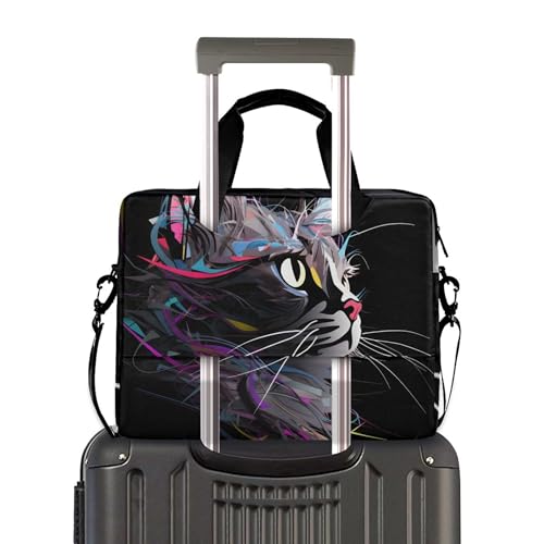 Maletín para portátil con diseño artístico de gato, 13 a 15.6 pulgadas miniatura 2