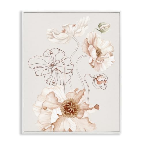 Stupell Industries Pink Floral Blossom Outline Petals Modern Design, Design by Ros Ruseva