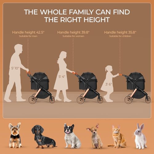 Poussette pour chiens avec roues en caoutchouc durables et sac amovible - 5