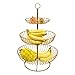 Toruiwa Obst Etagere, 3 Stöckig Obstkörbe, Obstkorb aus Metall, Einfaches Retro Obstkörbe, für Obst Gemüse Cupcakes Aufbewahren 30x48cm (Gold)