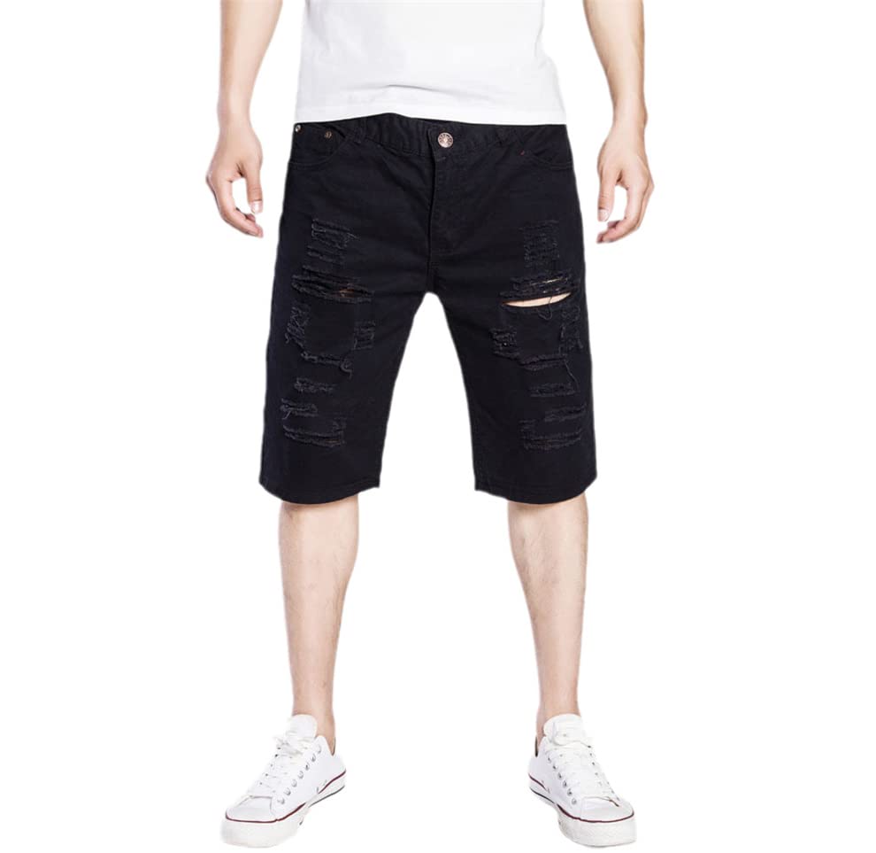 Short chino en jean délavé noir vêtement denim mode homme taille L coupe droite