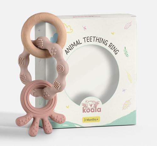 Baby Silicone Teething Toy – BPA-Free Teether Ring for Infants 0-12 Months – Soft and Textured for Teething Relief – Easy to Hold Chew Toy – Soothes Sore Gums & Supports Oral Development