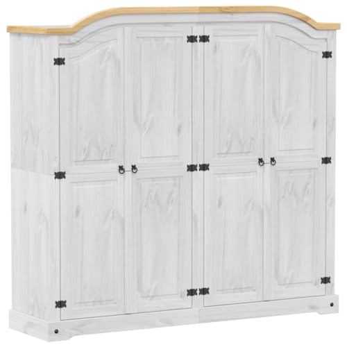 Emmtore Armario Corona Madera Maciza de Pino Blanco 194x52x186 cm,Armario ropero