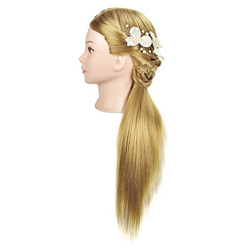 Ba Sha Trainingsköpfe 100% von dem Hochtemperaturfaser Haar Hairdressing Cosmetology Mannequin Frisierkopf Übungskopf mit Halterung+ DIY Haare Frisuren Set