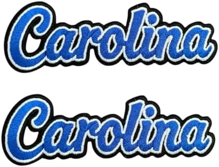 2 PCS Carolina Word Letters Black Border Football Patch Embroidered Iron On Patches for Decorate Craft Clothes image 4