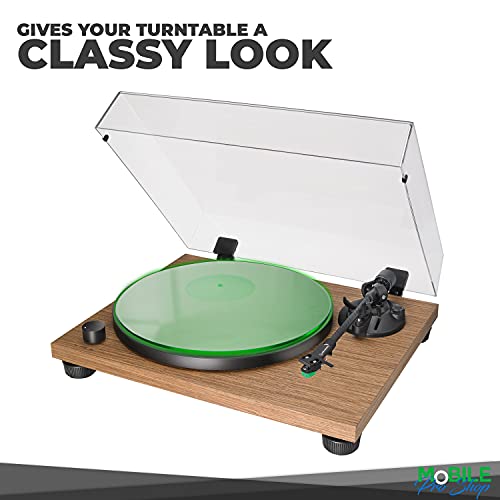Mobile Pro Shop Turntable Acrylic Slipmat For Vinyl Lp Record Players - 2.7Mm Thick Provides Tighter Bass & Improves Sound Quality - 12" Platter Mat (Green_Lit) #TOP1
