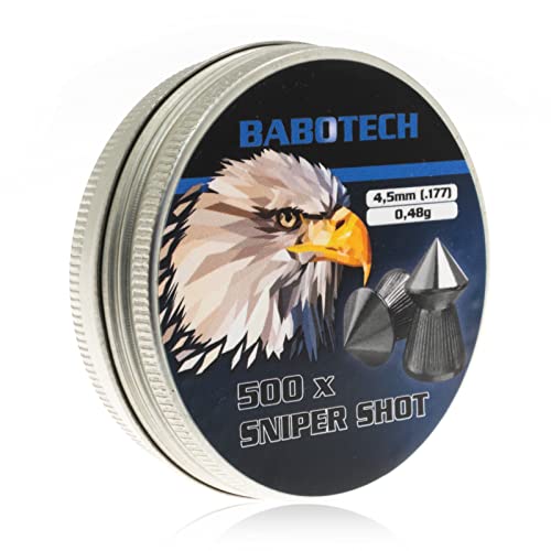 500 Präzisions 4.5mm Diabolos mit Spitz Kopf von Babotech für Luftgewehr Luftpistole in Einer Dose - Optimale Flugbahn, hohe Genauigkeit - Perfekt für Sportschützen mit hoher Durchschlagskraft