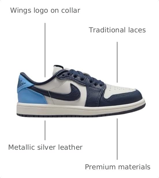 Image of Air Jordan Kids' 1 Low OG Obsidian UNC (PS)