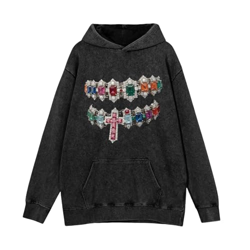 Graphic Hoodies for Men Y2k Vintage Oversized Hoodie Acid Wash Streetwear Pullover Hip Hop Grunge Long Sleeve Hoodie