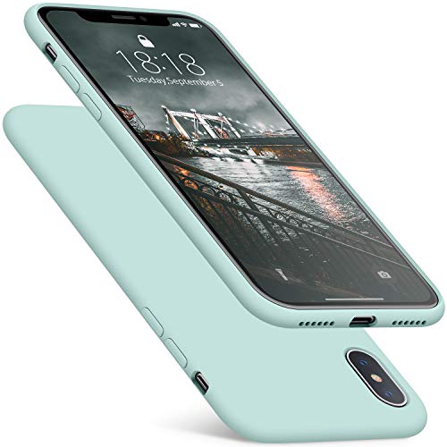 DTTO Compatible with iPhone Xs Case/iPhone X Case, Silicone Case [Romance Series] iPhone 10x Slim Fit Case with Hybrid Protection for iPhone Xs (2018)/iPhone X (2017) 5.8 Inch-Mint Green