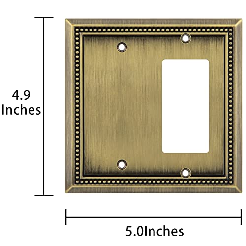 Image of Henne Bery Sunken Pearls Heavy Duty Decorative Wall Plate Switch Plate Outlet Cover (Blank /Decorator, Antique Brass)