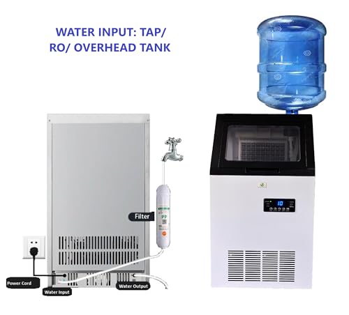 Image of Commercial Ice Cube Maker, 45Kg in a Day, 45 Crystal Clear Square Ice Cube in13-20 Mins, Ice Maker is Very usefull in Restaurent /Bars /Hotels /Kitchen /Office /Party Hall etc.