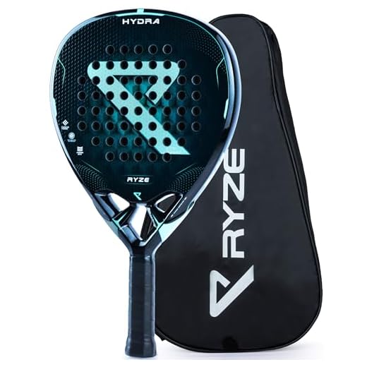 RYZE Hydra Pala de Padel 100% Fibra de Carbono - Máxima Potencia y Control - Raqueta de Padel 365g con Espuma EVA-18 Flex - Unisex Pala de Padel para Hombre y Mujer - Padel Raqueta con Funda Incluido