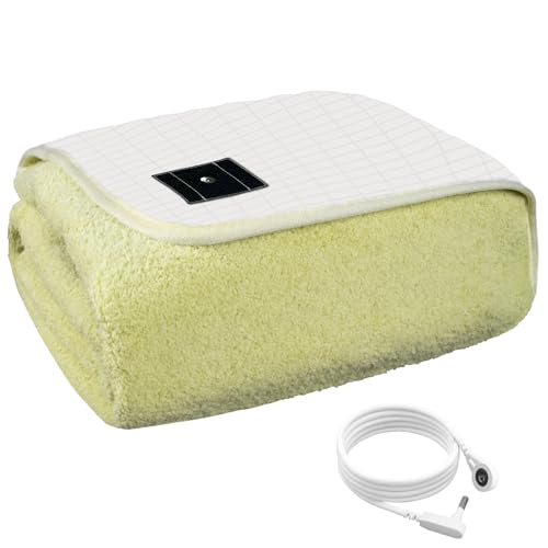 Grounding Blanket for Bed Conductive Silver Fiber Throw with Earth Connection Soft Cozy Fleece Includes Grounding Cord(Green 50 * 60IN)