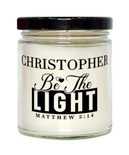 Bible Verse for Christopher Candle,Christmas Gifts for Christopher Be The Light Mattew 5:14 Gifts for Women Coworker Christopher Name Birthday Candle Christmas Gifts, Housewarming, Soy Wax, Scented,