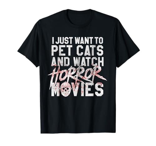 Funny Horror Movie Fan - Halloween Cat Lover Gift Men Women T-Shirt