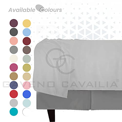 Plain Dyed Super King Flat Sheets- Easy Care Percale Bedding Set- Anti Allergy Soft Polycotton Bed Sheets- Silver - Image 2