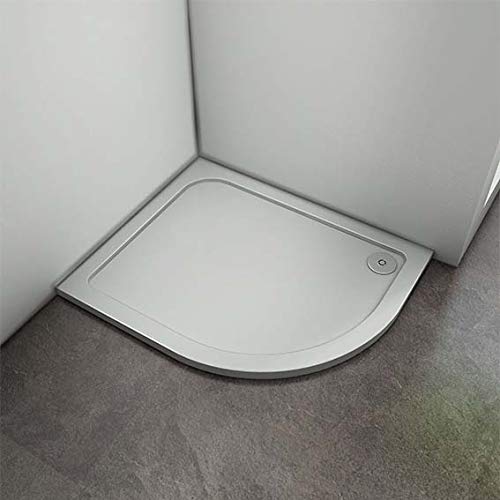 Right Handed Offset 1000 x 900mm Slimline Walk in Wet Romm Stone Resin Shower Tray for Shower Enclosure Cubicle with Waste Trap — image 1