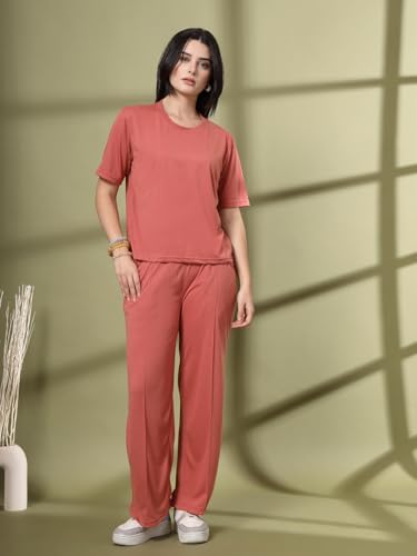 Image of CHKOKKO Casual Co ord Set For Women Stylish Summer Wear Cord Half Sleeves Round Neck Track Suit Coords Travelling Outfit Western Ladies Co ords