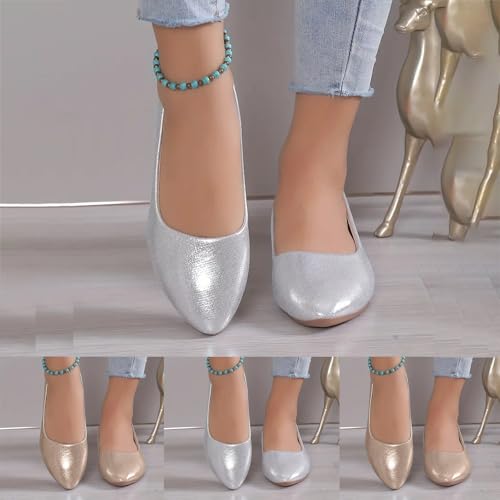 Women's Ballet Flats Shoes Pointed Toe Low Heel Dance Dress Shoes Comfortable Dressy Elegant Slip On Mary Jane Flats for Casual Walking Ballerina Wedding Office Party Business4