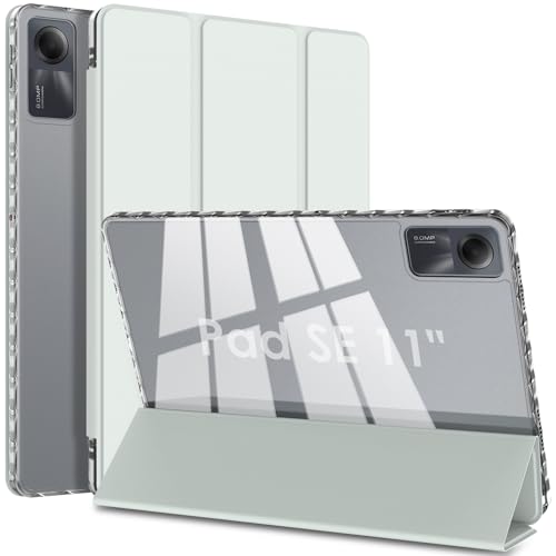 WD&CD Hülle kompatibel mit Xiaomi Redmi Pad SE 11 Zoll Hellgrün Schutzhülle Ultradünne PU Leder kompatibel mit Xiaomi Redmi Pad SE 11 mit Standfunktion und Auto Schlaf/Wach