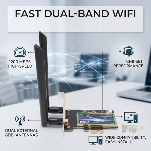 Tarjeta WiFi PCIe Bewinner 7265NGW Dual Band 1200Mbps adaptador inalámbrico con Bluetooth 4.2 para PC de escritorio Windows 7 8 10 11 miniatura 4