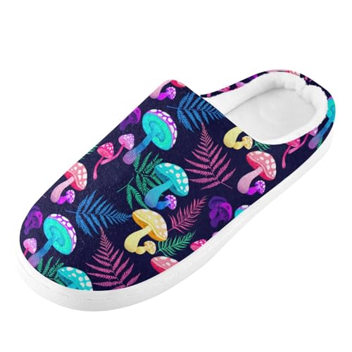 Mushroom Plant Blue Mens Womens Slippers Cozy Memory Foam Slippers Slip On Warm House Shoes for Indoor Outdoor Size 16/17 23030892
