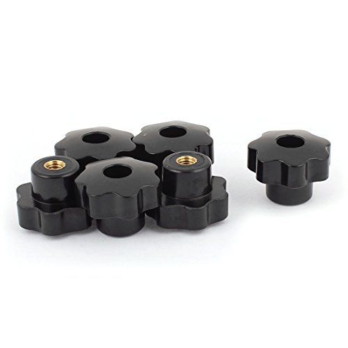 Sourcingmap Machinery Latche Star Head Clamping Nuts Knob Grip M8 Female Thread 6pcs, Black,Gold