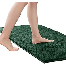 SUBRTEX Bathroom Rug Soft Striped Plush Bath Mat Absorbent Household Floor Mat Quick Drying Machine Wash Celadon,24"*60"