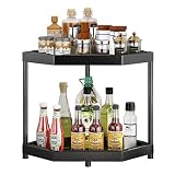villertech Kitchen Corner Shelf Countertop 2 Tier Bathroom Counter Organizer Cabinet Corner Storage Shelf Spice Rack Makeup Organizer Under Sink Organizer Black