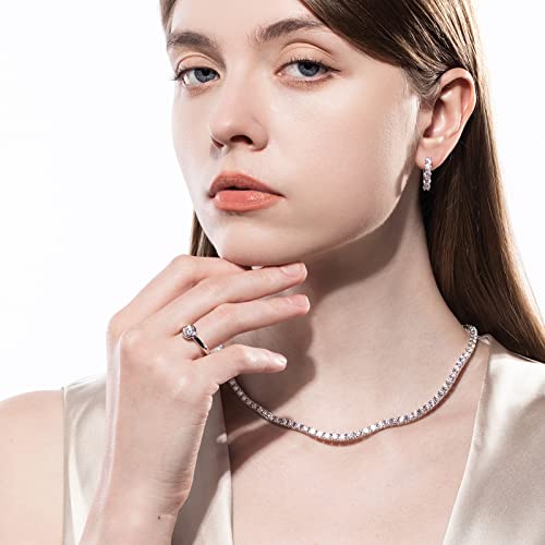 Raivari Moissanite Engagement Rings,1 Ct Bezel Setting Round Lab Created Diamond Solitaire Promise Rings In 14K White Gold Plated Sterling Silver, Anniversary Rings For Women6.5 #TOP5