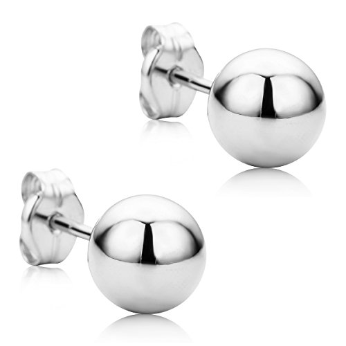 Preisvergleich Produktbild Orovi Ohrringe Damen Weißgold Ohrstecker Kugel 9 Karat / 375 Gold
