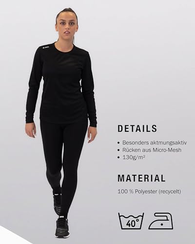 JAKO Damen Longsleeve Run 2.0, Schwarz, 36