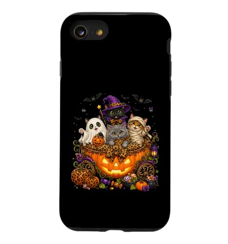 Cat Witch Mummy Ghost Kitten Pumpkin Halloween Spooky Season �X�}�z�P�[�X iPhone SE (2020) / 7 / 8 �p