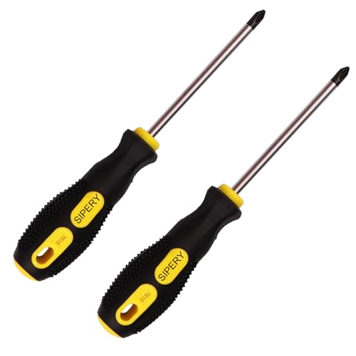 Sipery 2 Pack Phillips Screwdriver - 4 Inch Shaft, Cross-head 6mm PH2 Magnetic Extended Screwdriver With Rubber Handle