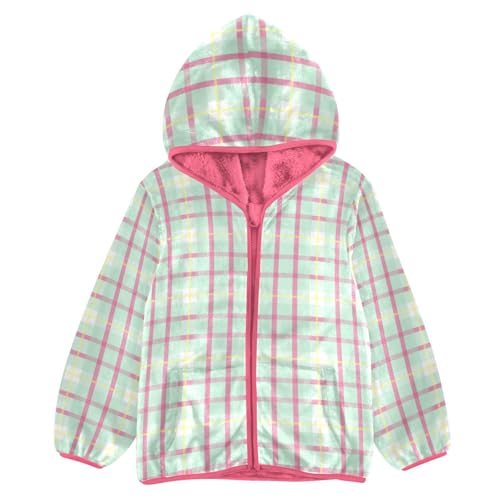 GuoChe Buffalo Plaid Scotland Green Boys Fleece Jacket