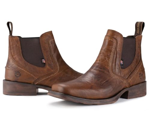 SUREWAY Mens Western Chelsea Cowboy Boots for Men - Square Toe, All Weather Rugged Ankle Slip on Boots, Built for Comfort & Durability, Casual Retro Stylish Boots, Dress Shoes3