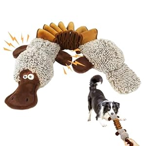 Squeaky Dog Toys, Stuffed Large Dog Toys to Keep Them Busy, Interactive Plush Chew Toys with Crinkle Paper, Tough Pet Animal Toys for Small Medium Large Dogs – Platypus