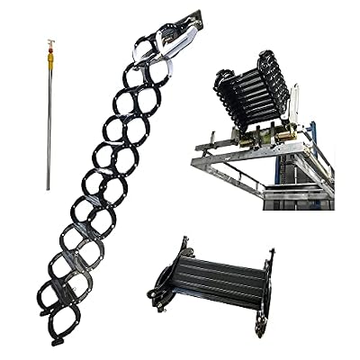 EQCOTWEA Loft Attic Ladder Wall-Mounted Extension Ladder 21.2x5.5in Wall Folding Ladder W/12 Pedals Beam Scissor Stairs 8.2-9.8ft Height Telescopic Attic Stairs Load 660LB(Pure-Black)
