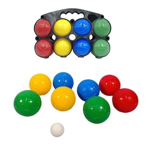 Set di Bocce 8 Sfere in 4 Colori Diversi in Plastica con Boccino e Custodia Bocce Piene per Bambini e Adulti Gioco Bocce da Spiaggia Giardino Parco Prato Gioco Sportivo per Esterni Giochi di Abilità