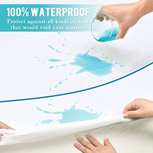 Cooling Mattress Protector Queen Mattress Protector, Waterproof Mattress Cover Bed Protector Queen Size Bed, Breathable Noiseless Bamboo Mattress Pad Cover, 8"-21" Deep Pocket For Pets Kids Adults #TOP2